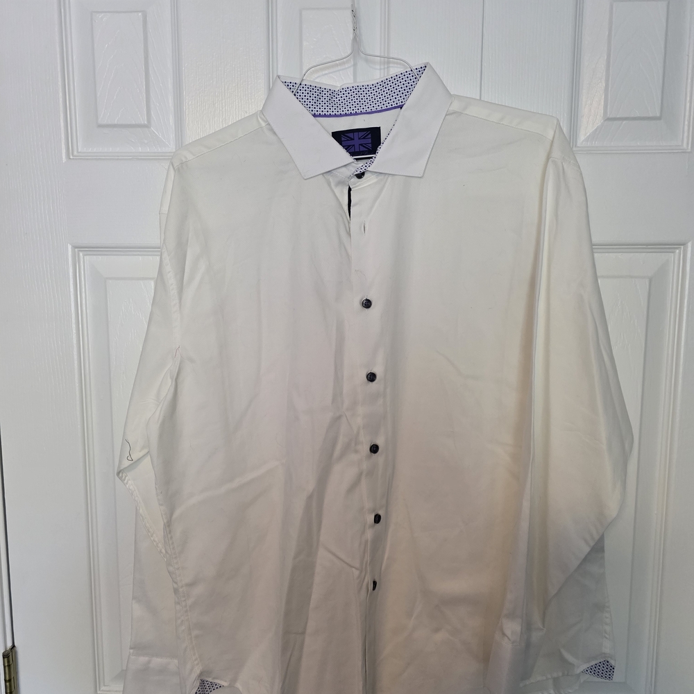 Classic White Dress Shirt with Contrast Details